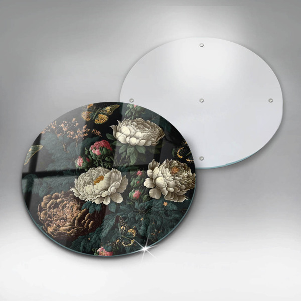 Tocător din sticlă Flori de bujor de epocă