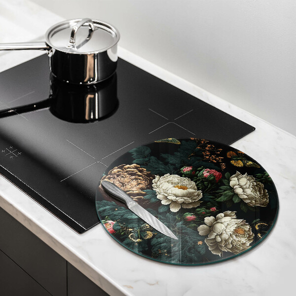 Tocător din sticlă Flori de bujor de epocă