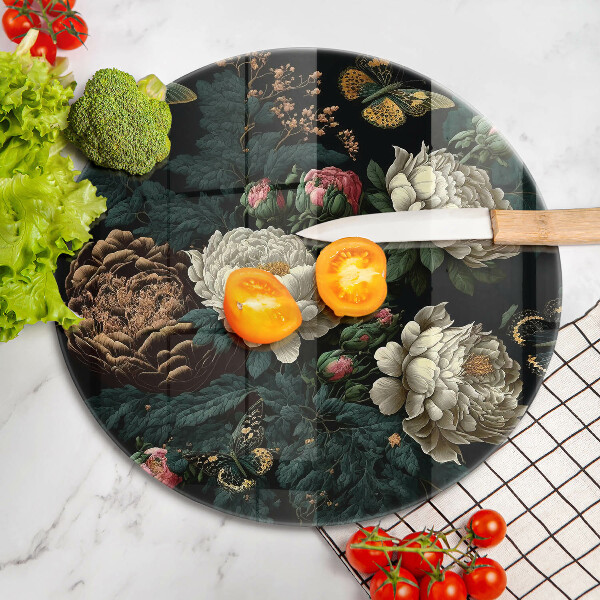 Tocător din sticlă Flori de bujor de epocă