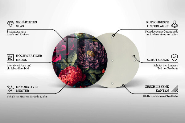 Tocător din sticlă Flori frumoase