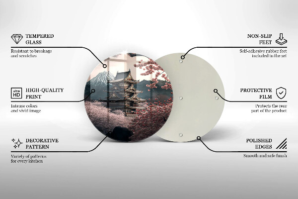Tocător din sticlă Peisajul clădirilor japoneze