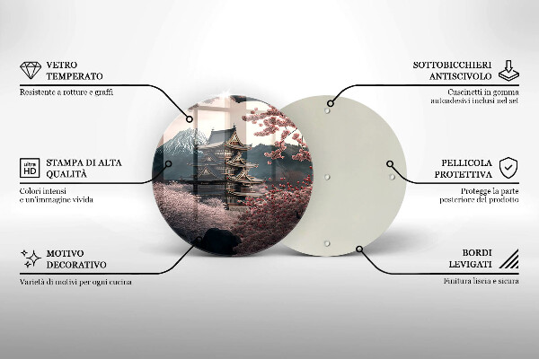 Tocător din sticlă Peisajul clădirilor japoneze