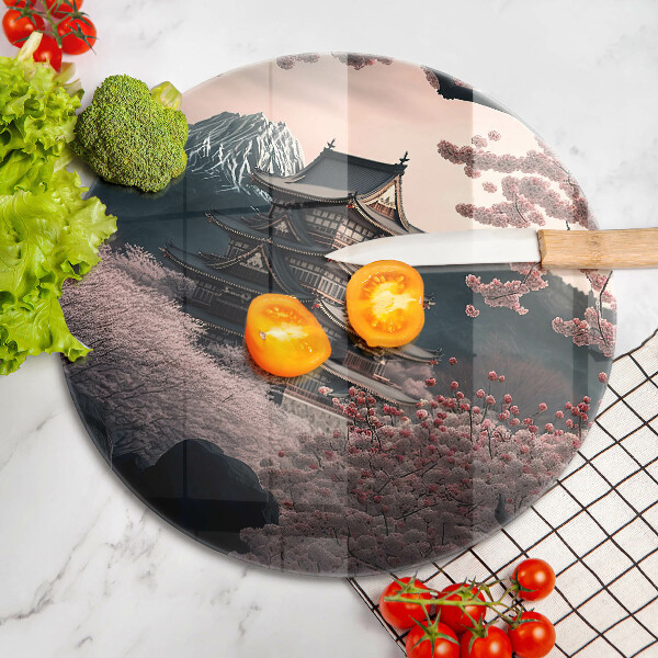 Tocător din sticlă Peisajul clădirilor japoneze