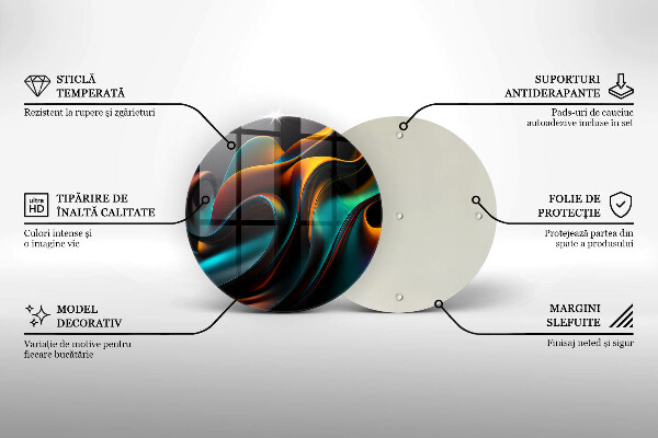 Tocător din sticlă Abstracție colorată