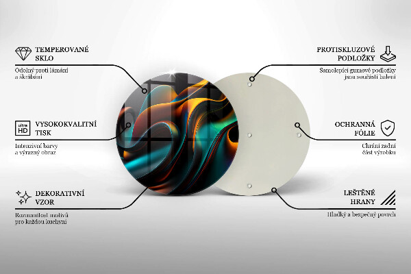 Tocător din sticlă Abstracție colorată