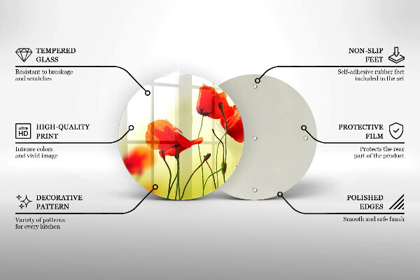 Tocător de bucătărie Flori roșii de maci