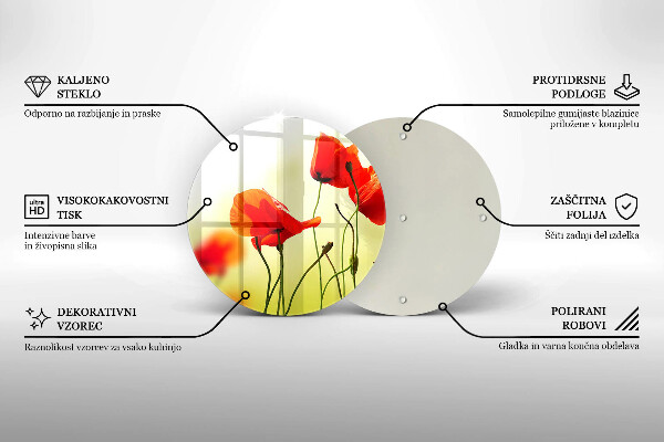 Tocător de bucătărie Flori roșii de maci