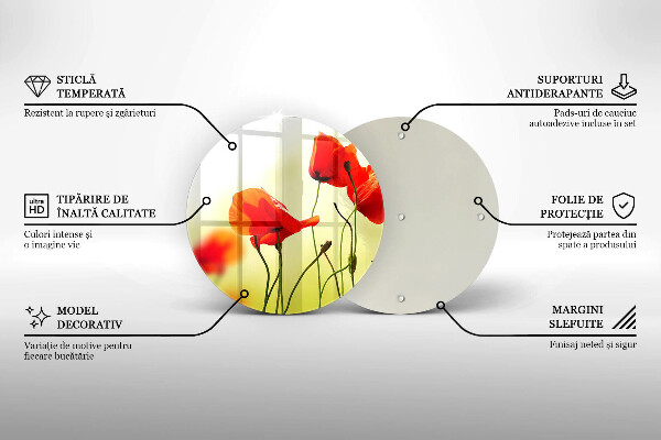 Tocător de bucătărie Flori roșii de maci
