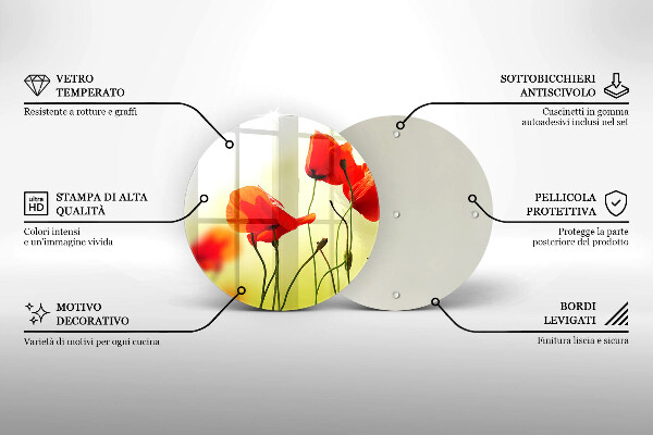 Tocător de bucătărie Flori roșii de maci