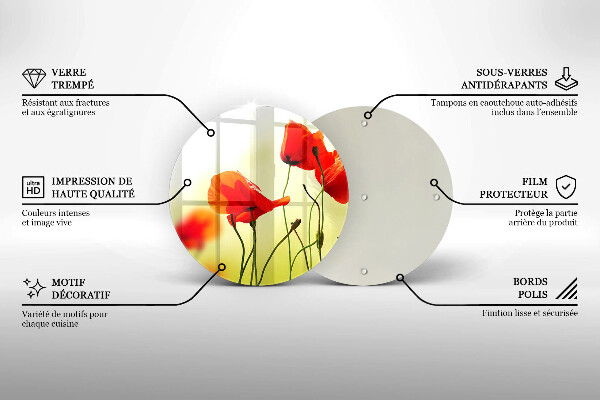 Tocător de bucătărie Flori roșii de maci