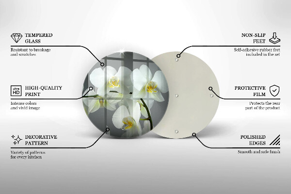 Tocător de bucătărie Flori albe de orhidee