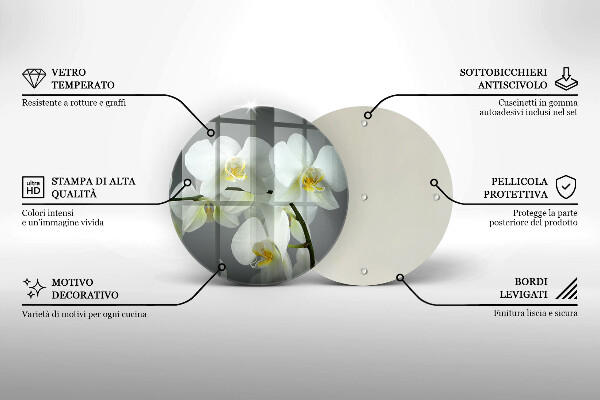 Tocător de bucătărie Flori albe de orhidee