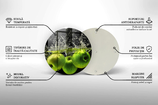 Tocător de bucătărie Mere verzi și apă