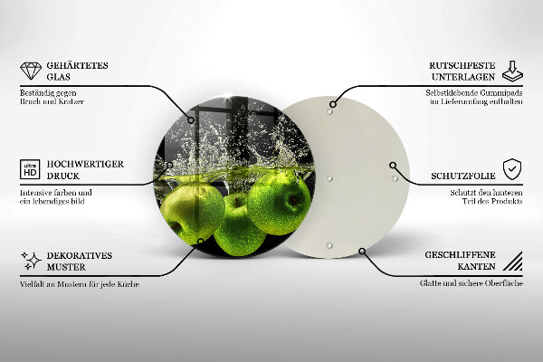 Tocător de bucătărie Mere verzi și apă