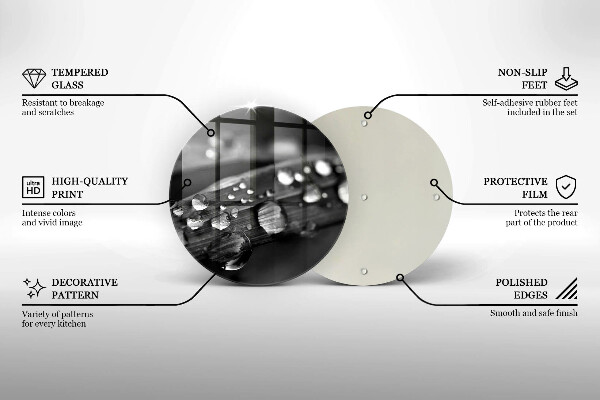 Tocător de bucătărie Picături de rouă pe frunze