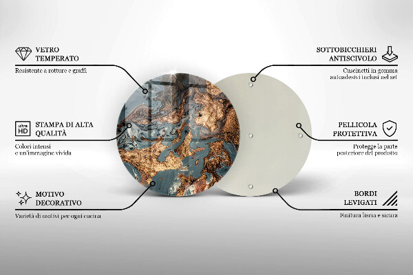 Tocător din sticlă Structură de rocă aurie