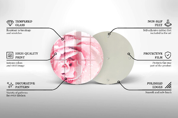 Tocător de bucătărie Picături de rouă și floare de trandafir