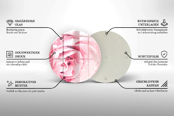 Tocător de bucătărie Picături de rouă și floare de trandafir