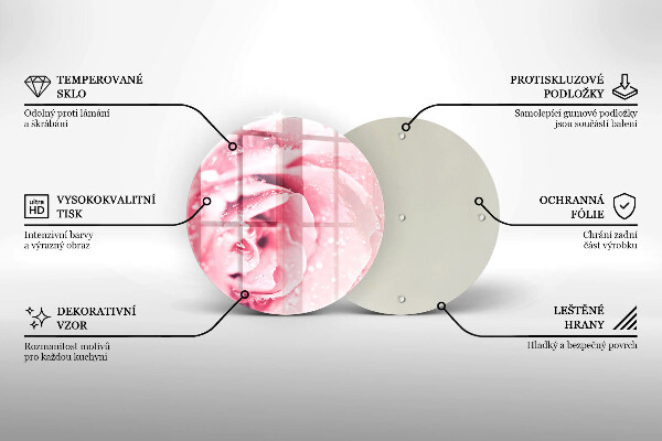 Tocător de bucătărie Picături de rouă și floare de trandafir