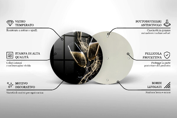 Tocător de bucătărie Pahare de șampanie