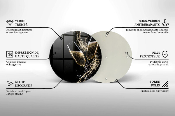 Tocător de bucătărie Pahare de șampanie