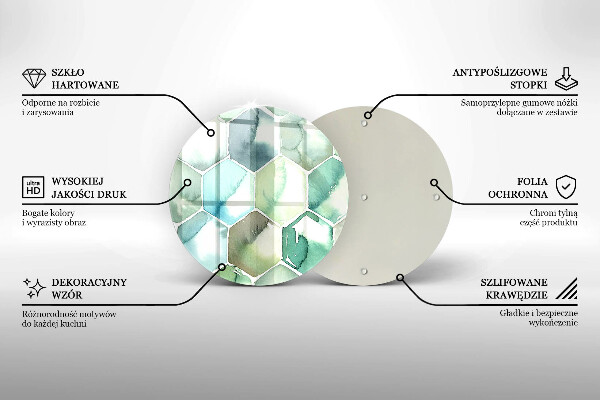 Tocător din sticlă Hexagoane acuarele