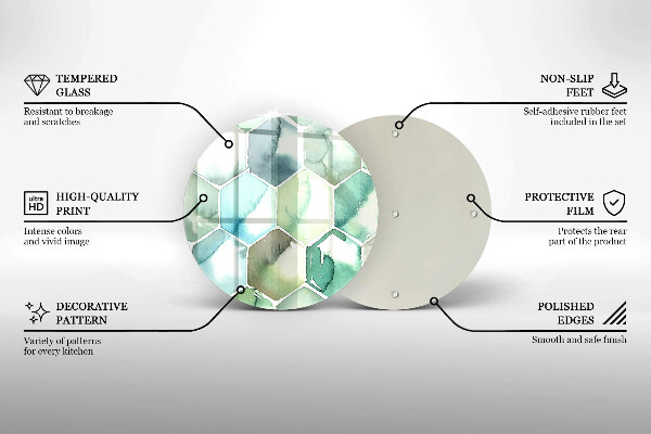 Tocător din sticlă Hexagoane acuarele