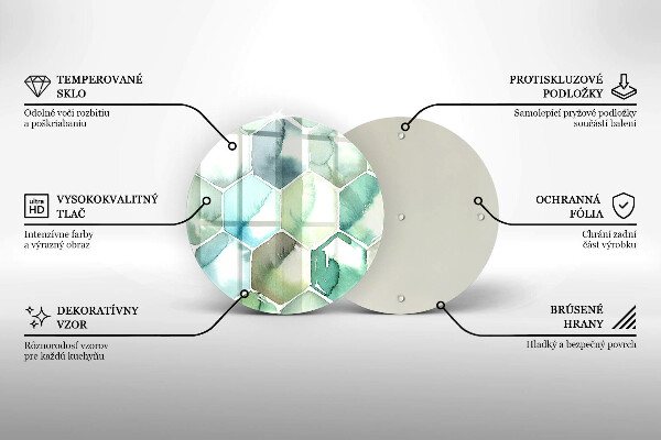 Tocător din sticlă Hexagoane acuarele