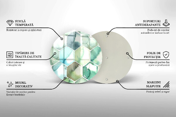 Tocător din sticlă Hexagoane acuarele