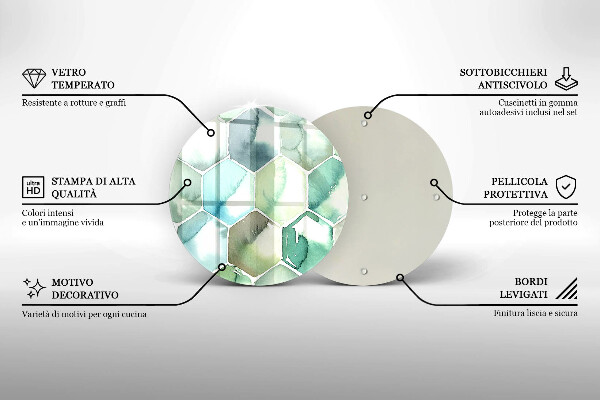 Tocător din sticlă Hexagoane acuarele