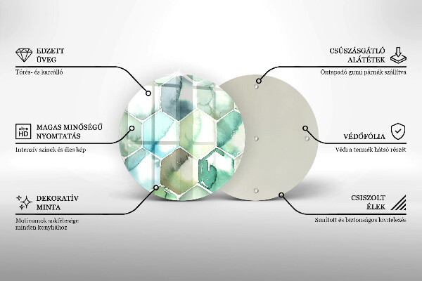 Tocător din sticlă Hexagoane acuarele