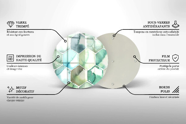 Tocător din sticlă Hexagoane acuarele
