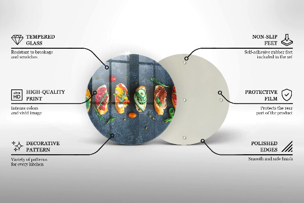 Tocător din sticlă Sandvișuri colorate