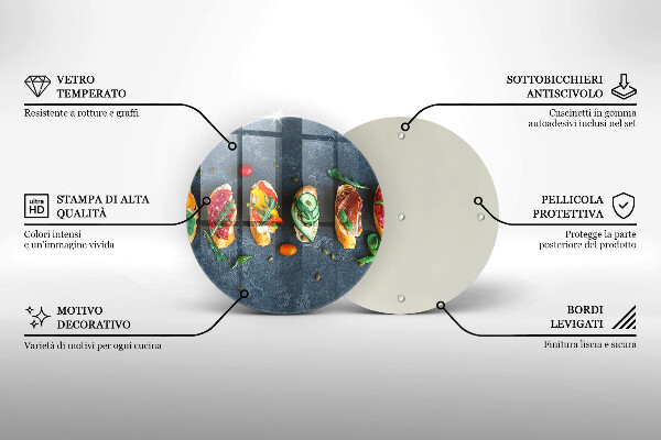 Tocător din sticlă Sandvișuri colorate