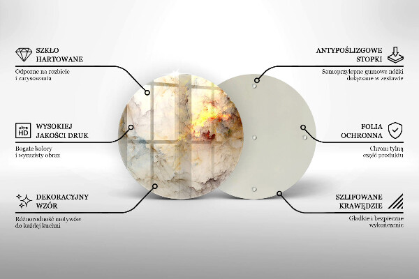 Tocător din sticlă Textura de marmură cu aur