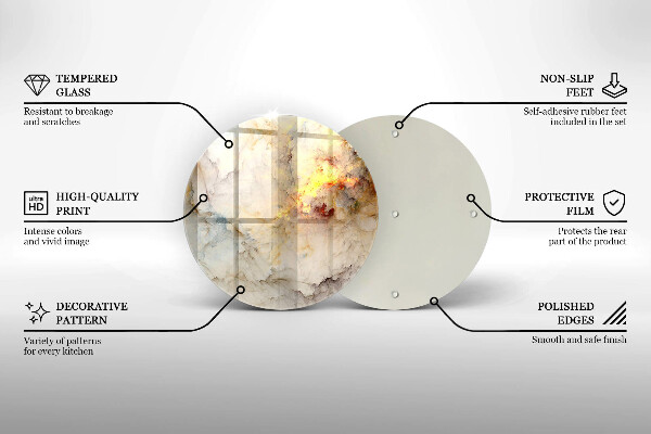 Tocător din sticlă Textura de marmură cu aur