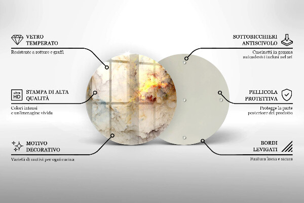 Tocător din sticlă Textura de marmură cu aur