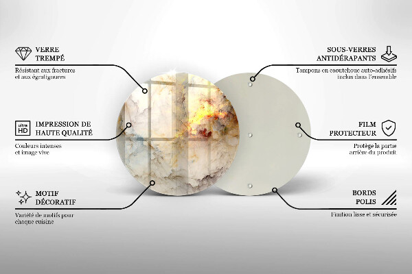 Tocător din sticlă Textura de marmură cu aur