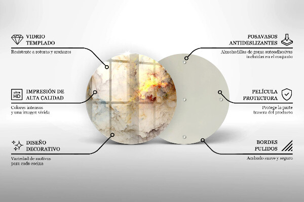 Tocător din sticlă Textura de marmură cu aur