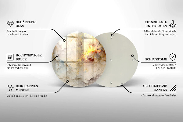 Tocător din sticlă Textura de marmură cu aur