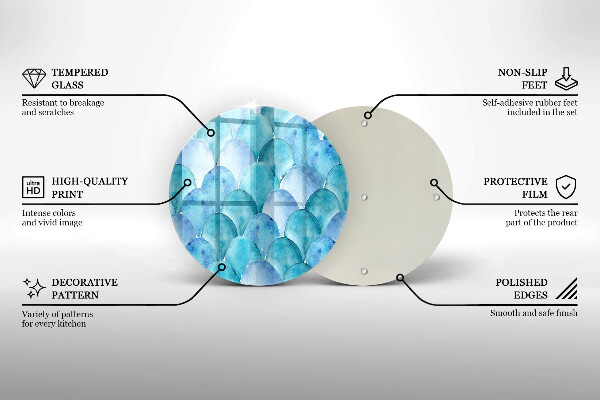 Tocător din sticlă Solzi de acuarelă