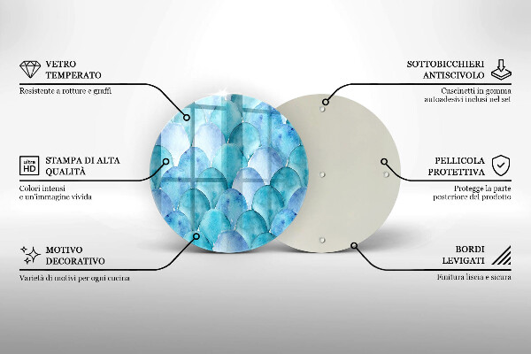 Tocător din sticlă Solzi de acuarelă