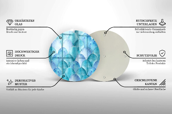 Tocător din sticlă Solzi de acuarelă