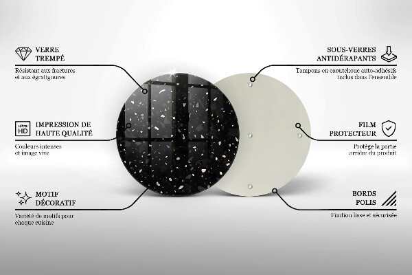 Tocător din sticlă Gresie închisă la culoare