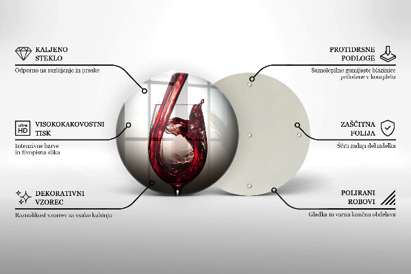 Tocător de bucătărie Pahar și vin roșu
