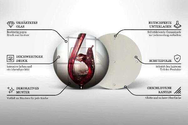 Tocător de bucătărie Pahar și vin roșu