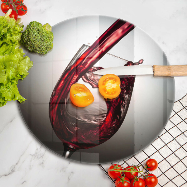 Tocător de bucătărie Pahar și vin roșu