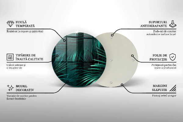 Tocător din sticlă Frunze sălbatice ale junglei