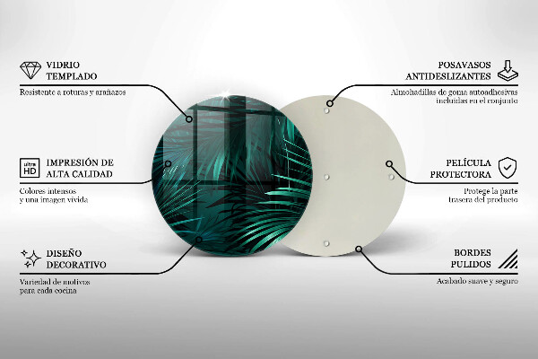 Tocător din sticlă Frunze sălbatice ale junglei