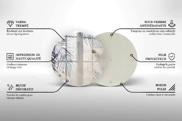 Tocător din sticlă Frunze subtile